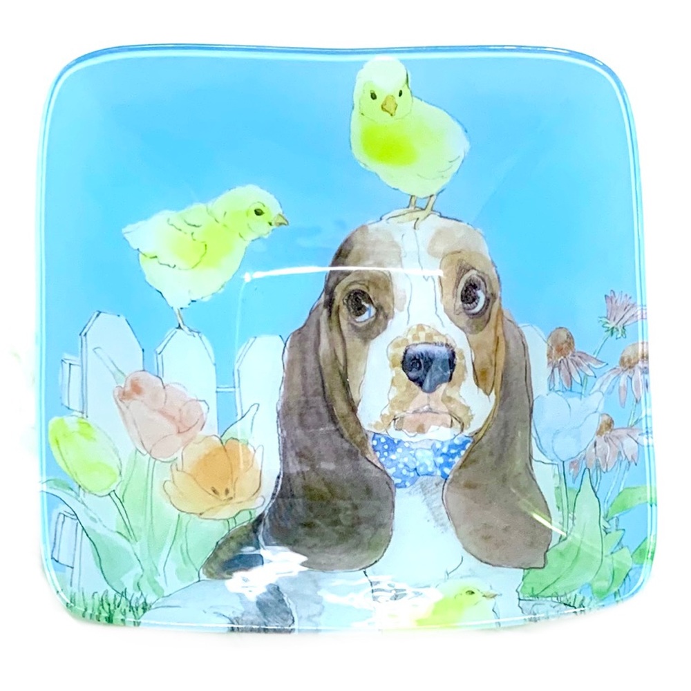 Glass Easter Serving Bowl ◈ Bassett Hound